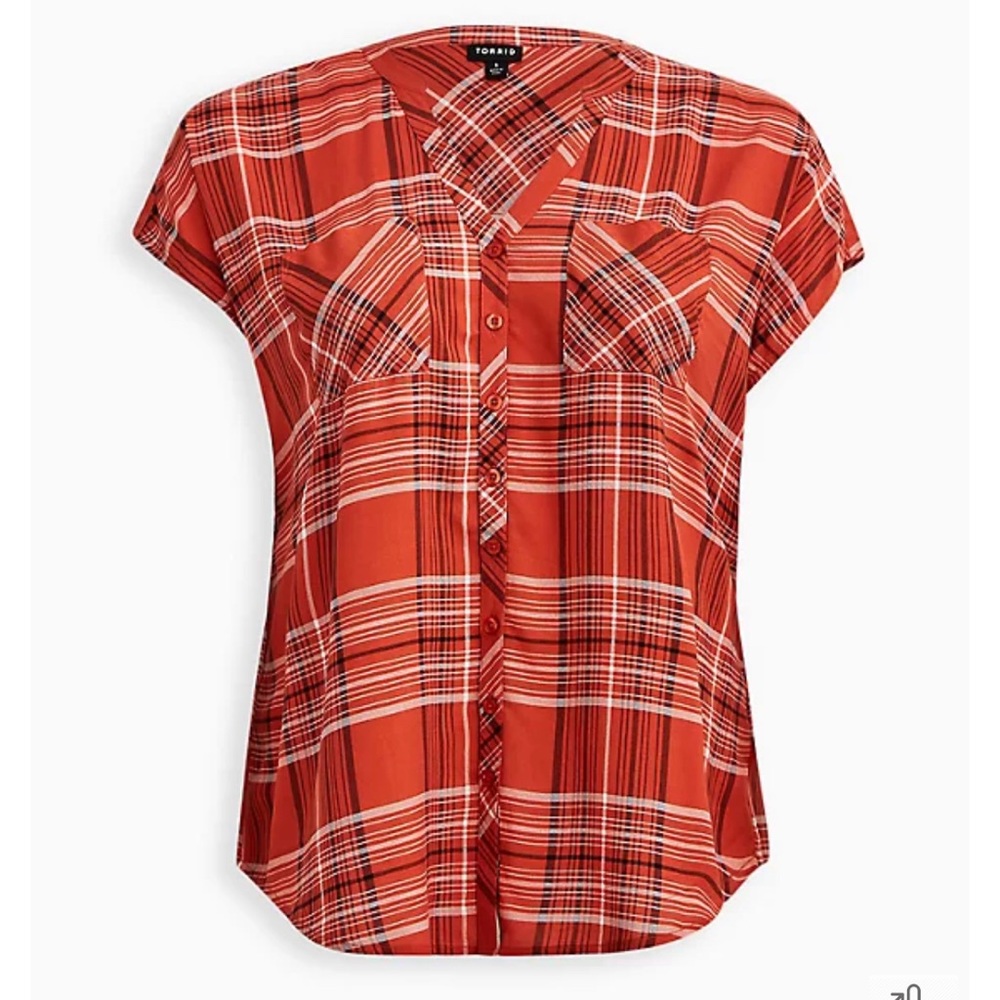 TORRID DOLMAN BLOUSE - CHALLIS PLAID RUST
